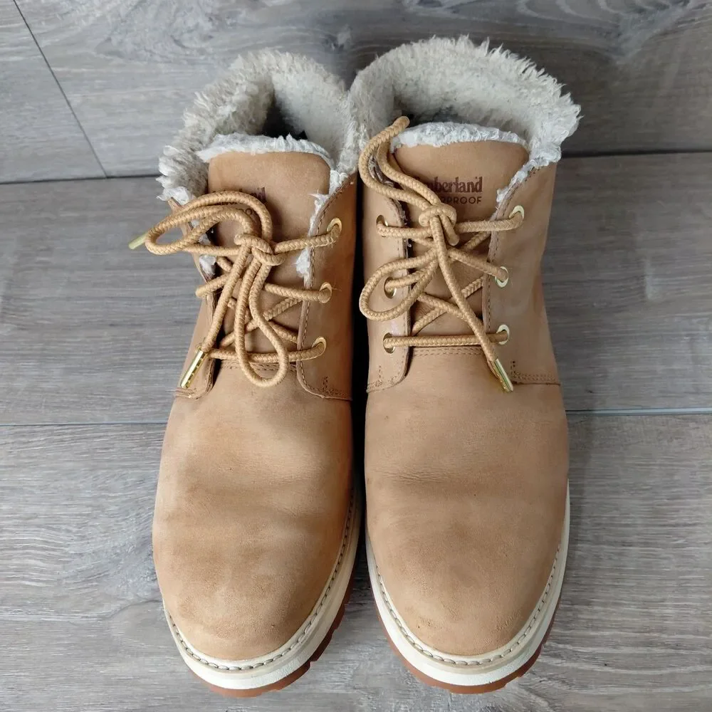 Timberland Boots Mens 11 Tan Richmond Ridge Leather Waterproof Mid Chukka Fleece